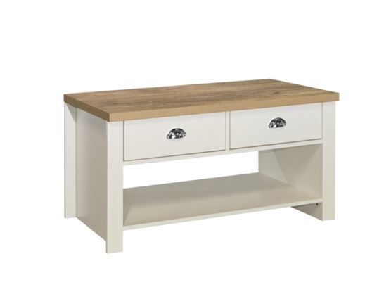 Highgate 2 Drawer Coffee Table - Cream