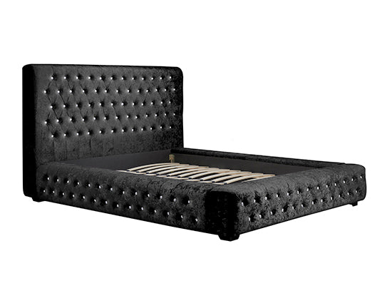 Grace King Bed - Black Crushed Velvet