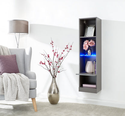 Graze Tall Shelf Unit with LED-Grey