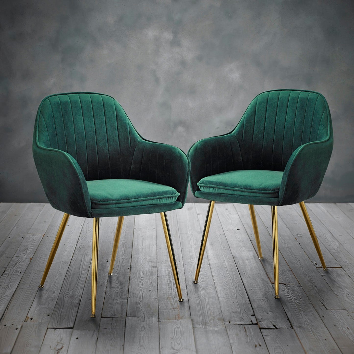 Lonnie Dining Chair Forest Green With Gold Legs ((Pack of 2)