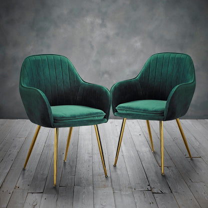 Lonnie Dining Chair Forest Green With Gold Legs ((Pack of 2)