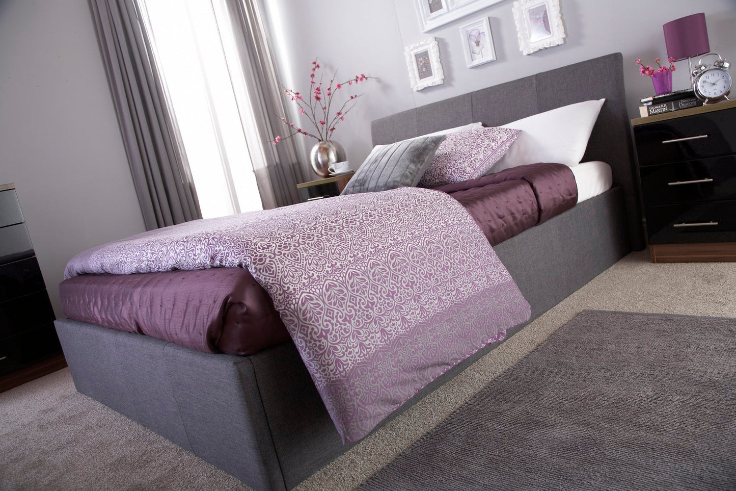 Axn King Ottoman-Grey Fabric Bed