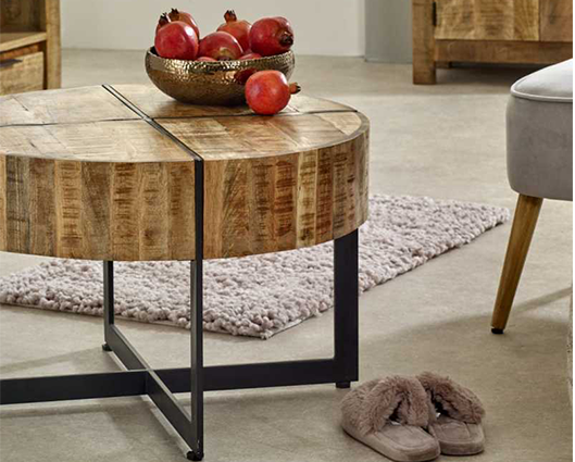 Sutton Solid Wood Coffee Table With Metal Legs