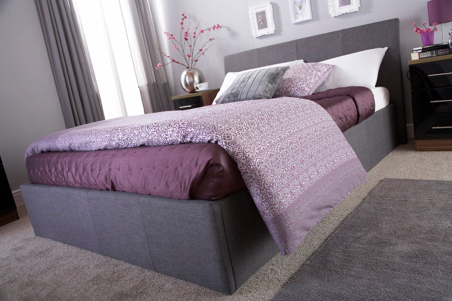 Axn King Ottoman-Grey Fabric Bed