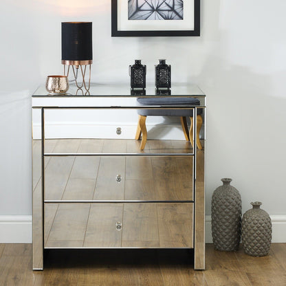 Saxen 3 Drawer Chest - Mirrored
