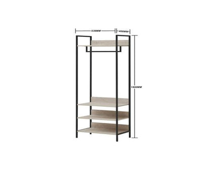 Zulu Open Wardrobe with 4 Shelves-Ash Oak