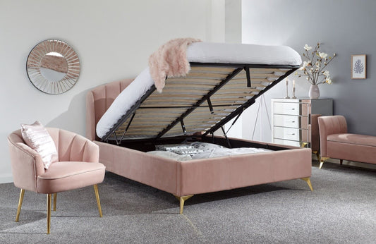 Pettine End Lift Ottoman King Bed - Blush Pink