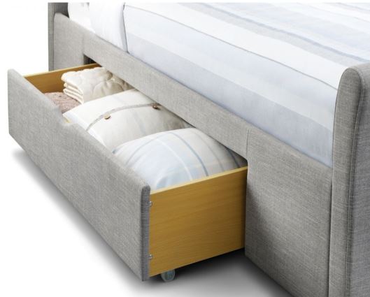 Capri King Bed With 2 Underbed Storage Drawers - Light Grey