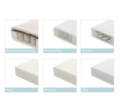 Seren Space Saver Cot + Sprung Mattress - Warm Grey