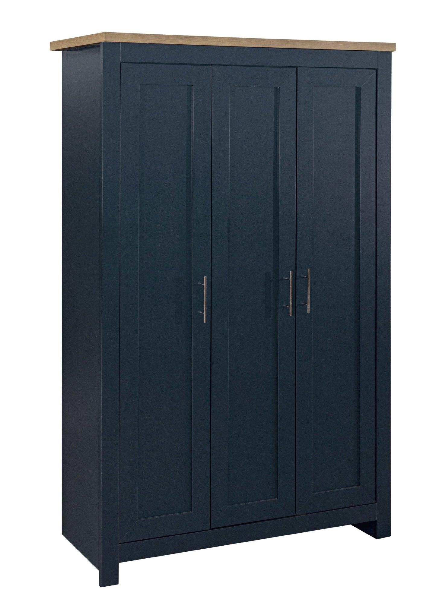 Harper 3 Door Wardrobe - Navy Blue & Oak