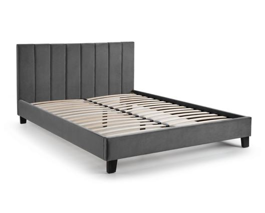 Rosa Velvet Single Bed - Grey