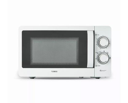 Daewoo 1.7L White Plastic Kettle, 2 Slice White Plastic Toaster and Tower 20L 800W Manual Microwave