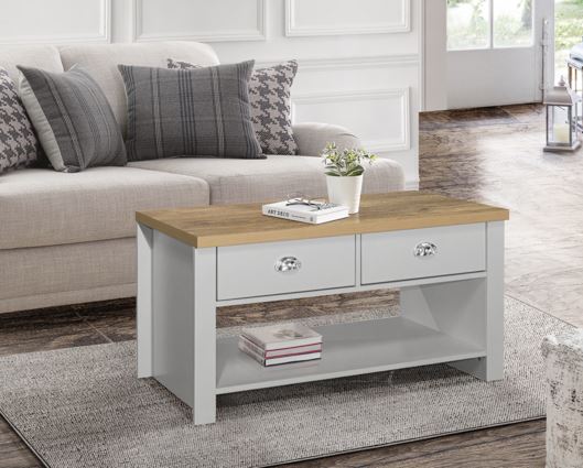 Highgate 2 Drawer Coffee Table - Grey