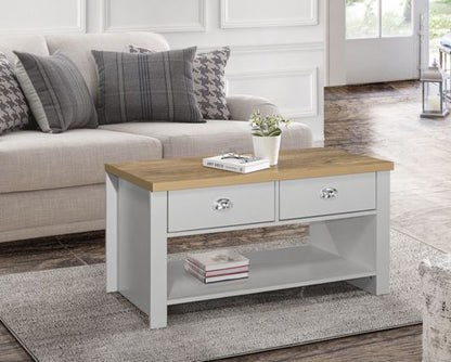 Highgate 2 Drawer Coffee Table - Grey