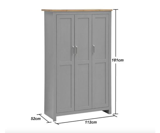 Lincoln 3 Piece Bedroom Set (3 Door Wardrobe, 2+2 Chest, 2 Drawer Bedside)
