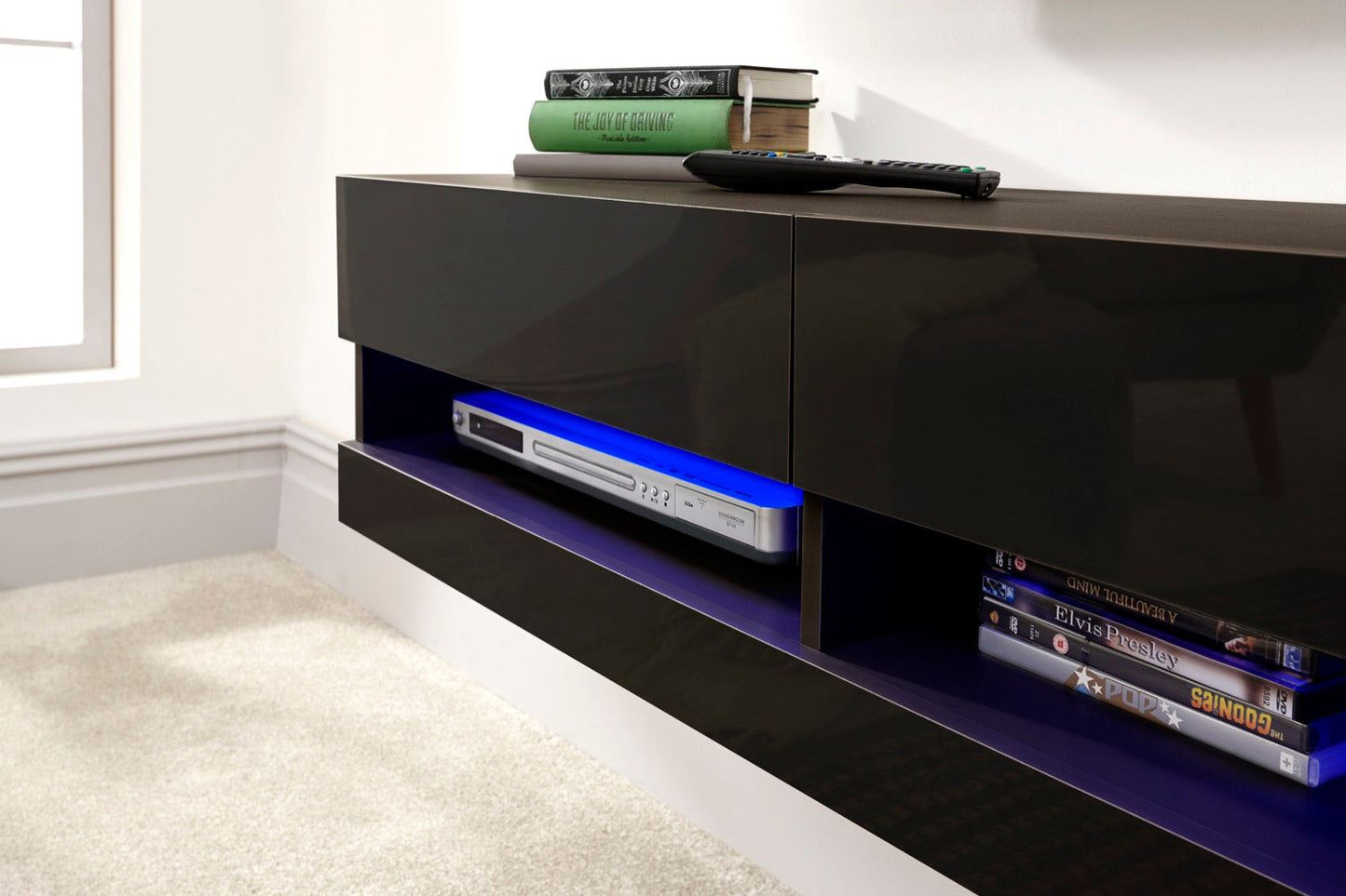 Graze LED 180cm Wall TV Unit-Black