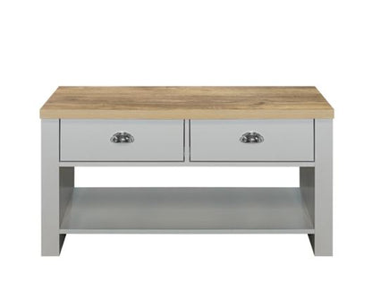 Highgate 2 Drawer Coffee Table - Grey