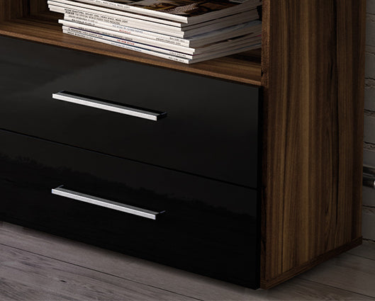 Edgeware 1 Door 2 Drawer Sideboard- Walnut & Black