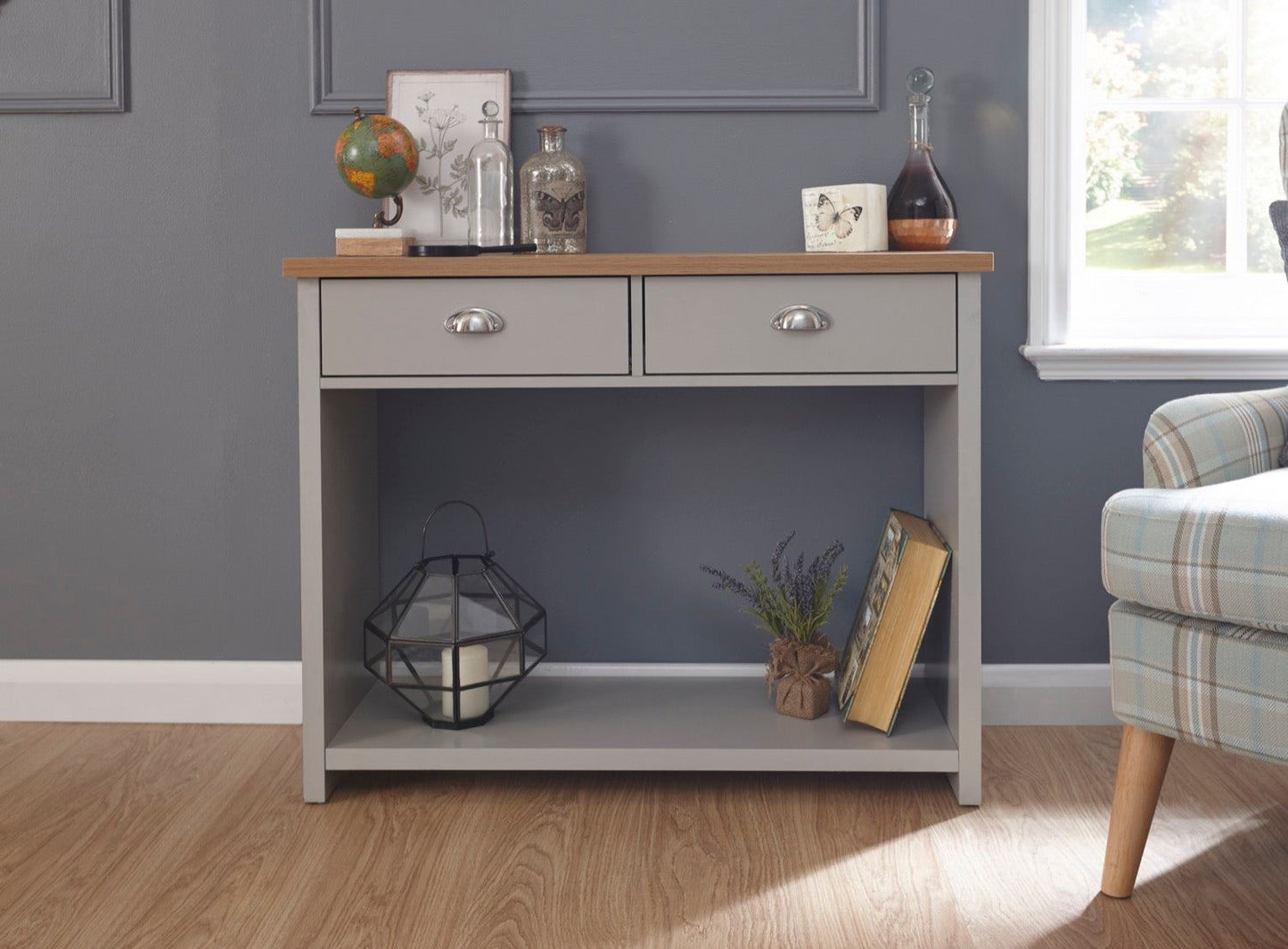 Lachlan Console Hall Table-Grey