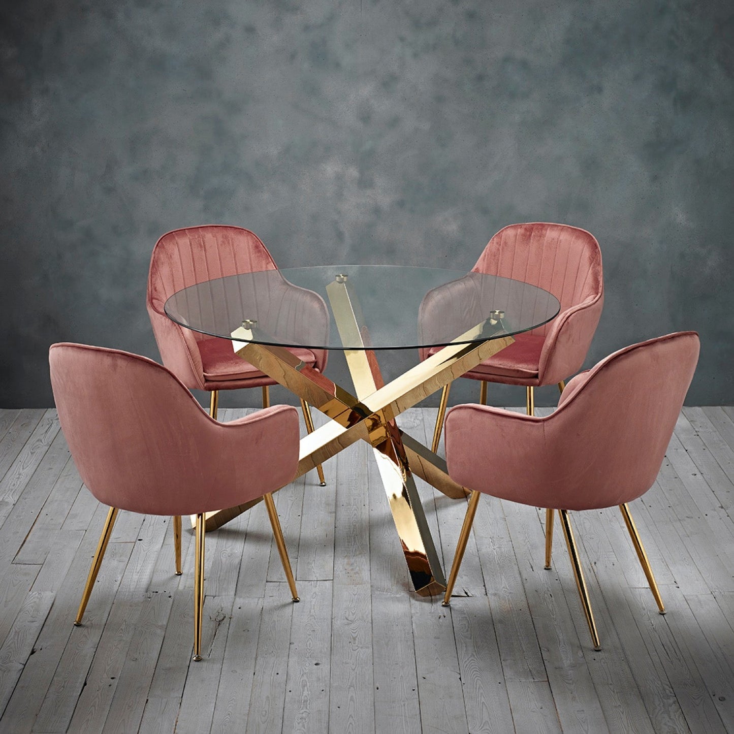 Lonnie Dining Chair Vintage Pink With Gold Legs (Pack of 2)