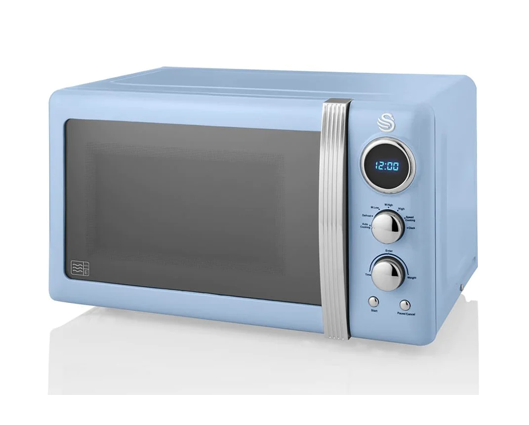 Swan Retro 800W 20L Digital Microwave Blue