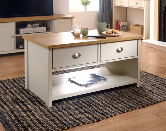 Lachlan 2 Drawer Coffee Table-Cream