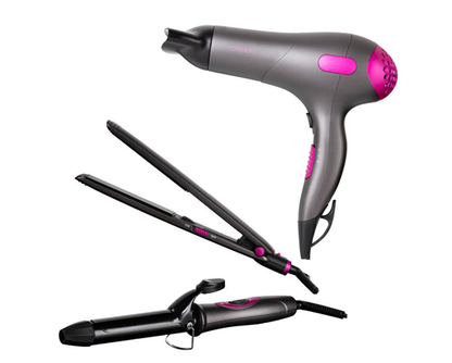 Carmen Neon Triple Pack Gift Set with Hair Dryer, Curling Tong and Hair Straightener