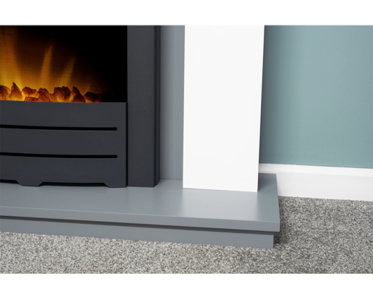 Dawson Fireplace Suite 39inch White/grey With Electric Fire - Black 