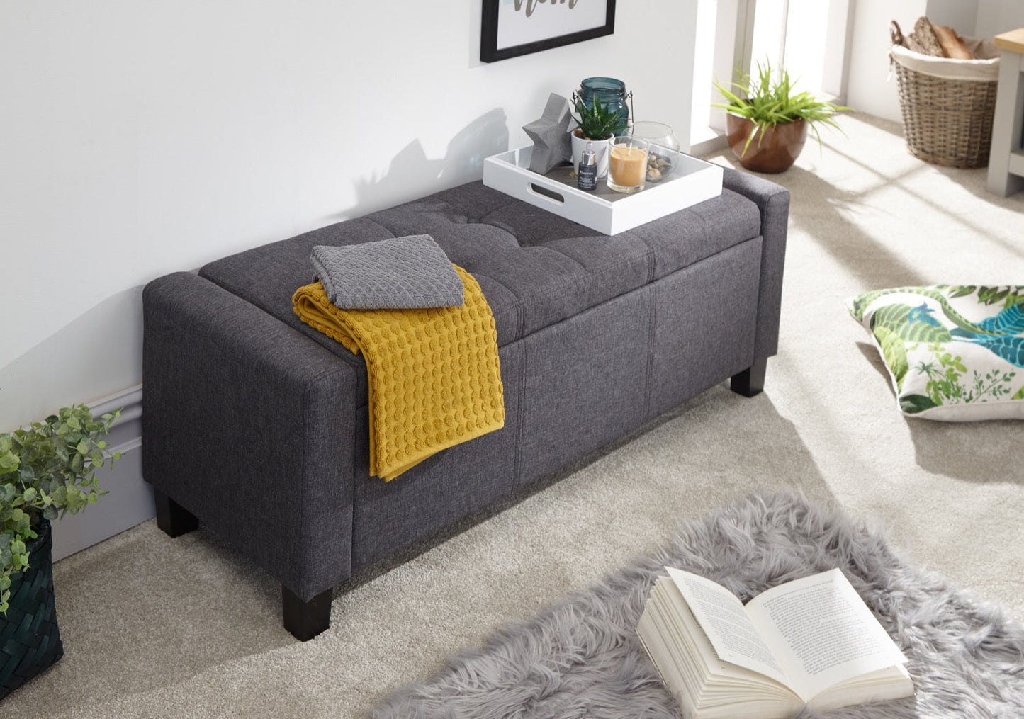 Vanessa Ottoman Bench-Charcoal