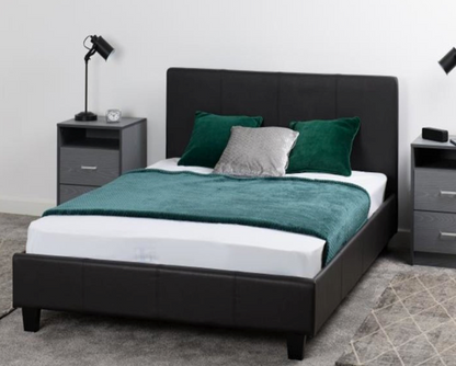 Pearce King Bed - Black Faux Leather