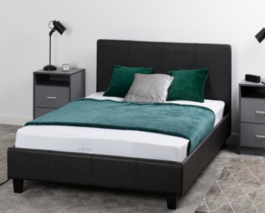 Pearce King Bed - Black Faux Leather