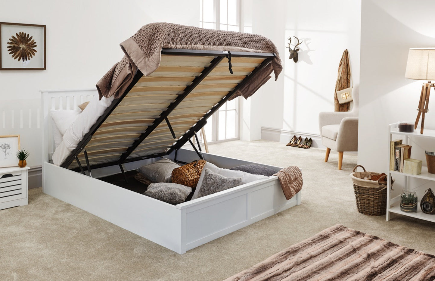 Coxon King Wooden Ottoman-White