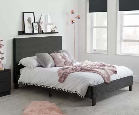Berlin Black Crushed Velvet Bed - King
