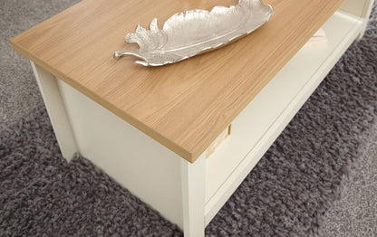Lachlan Coffee Table With Shelf-Cream