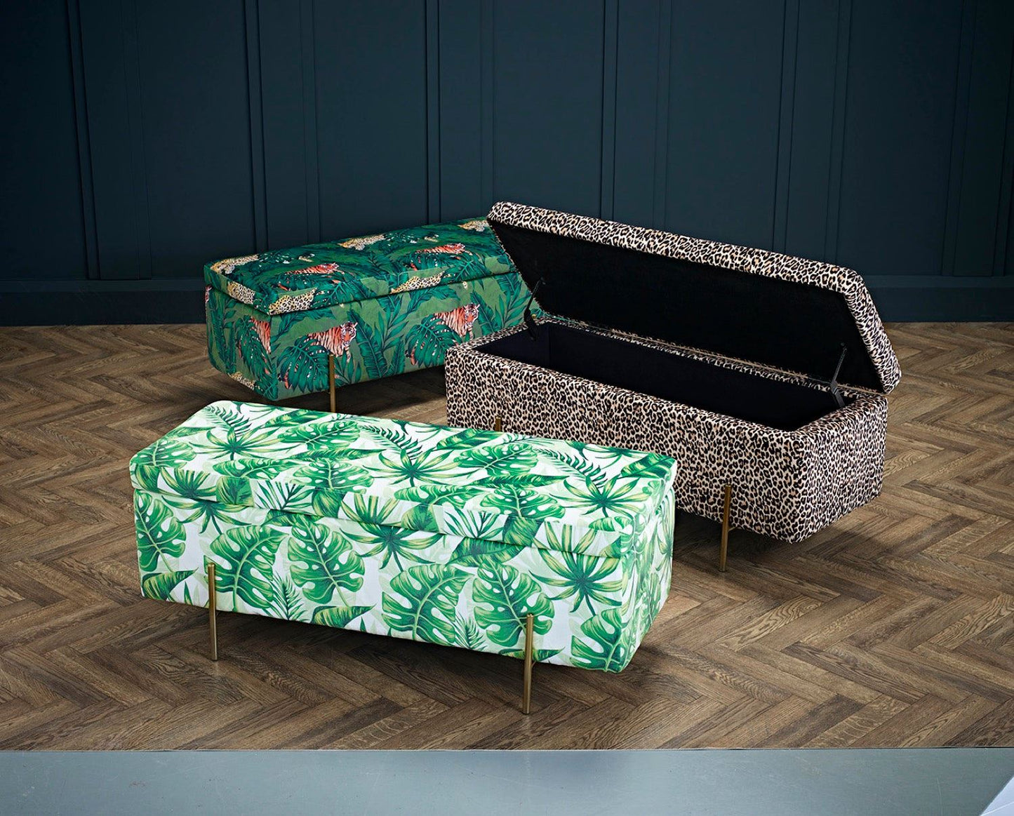 Laretta Storage Ottoman Palm Print