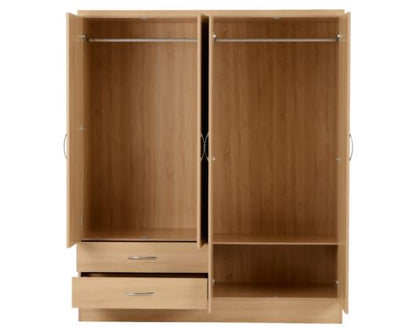 Neptune 4 Door 2 Drawer Mirrored Wardrobe - Sonoma Oak Effect