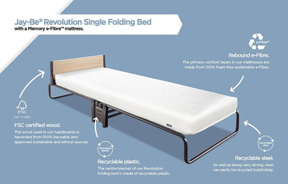Jay-Be Revolution Folding Bed with Memory e-Fibre Mattress-Single