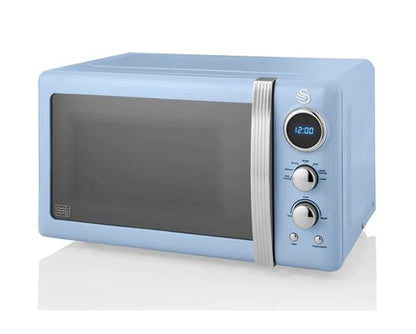 Swan Retro 800W 20L Digital Microwave Blue