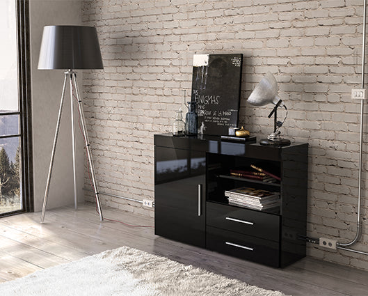 Edgeware 1 Door 2 Drawer Sideboard- Black