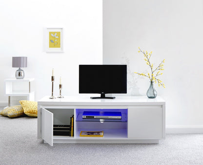 Arctic High Gloss LED Large TV Unit-White