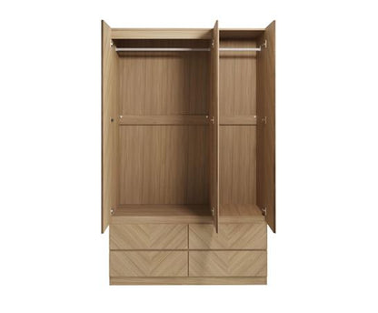 Ciaro 3 Door 4 Drawer Wardrobe- Euro Oak