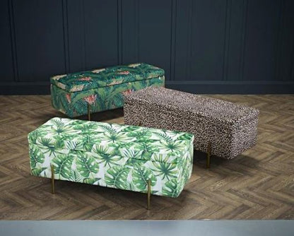 Laretta Storage Ottoman Palm Print
