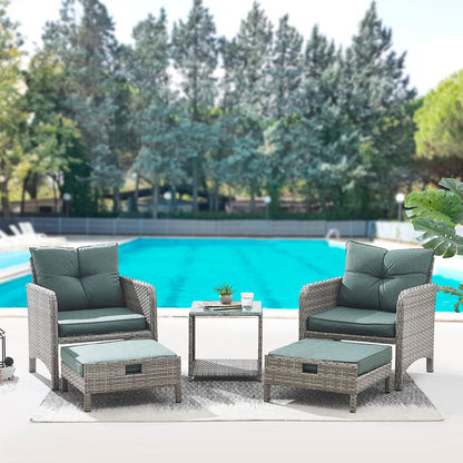 Grenada 5PC Armchair Set w/ Grey Cushions