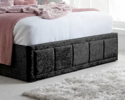 Hannover King Ottoman Bed - Black Crushed Velvet