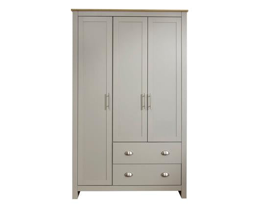 Lachlan 3 Door 2 Drawer Wardrobe-Grey