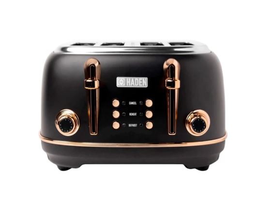 Haden Heritage 4 Slice Toaster Black and Copper