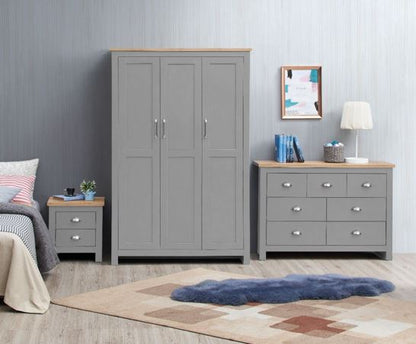 Lincoln 3 Piece Bedroom Set (3 door wardrobe, 3+4 bedside, 1 drawer bedside)