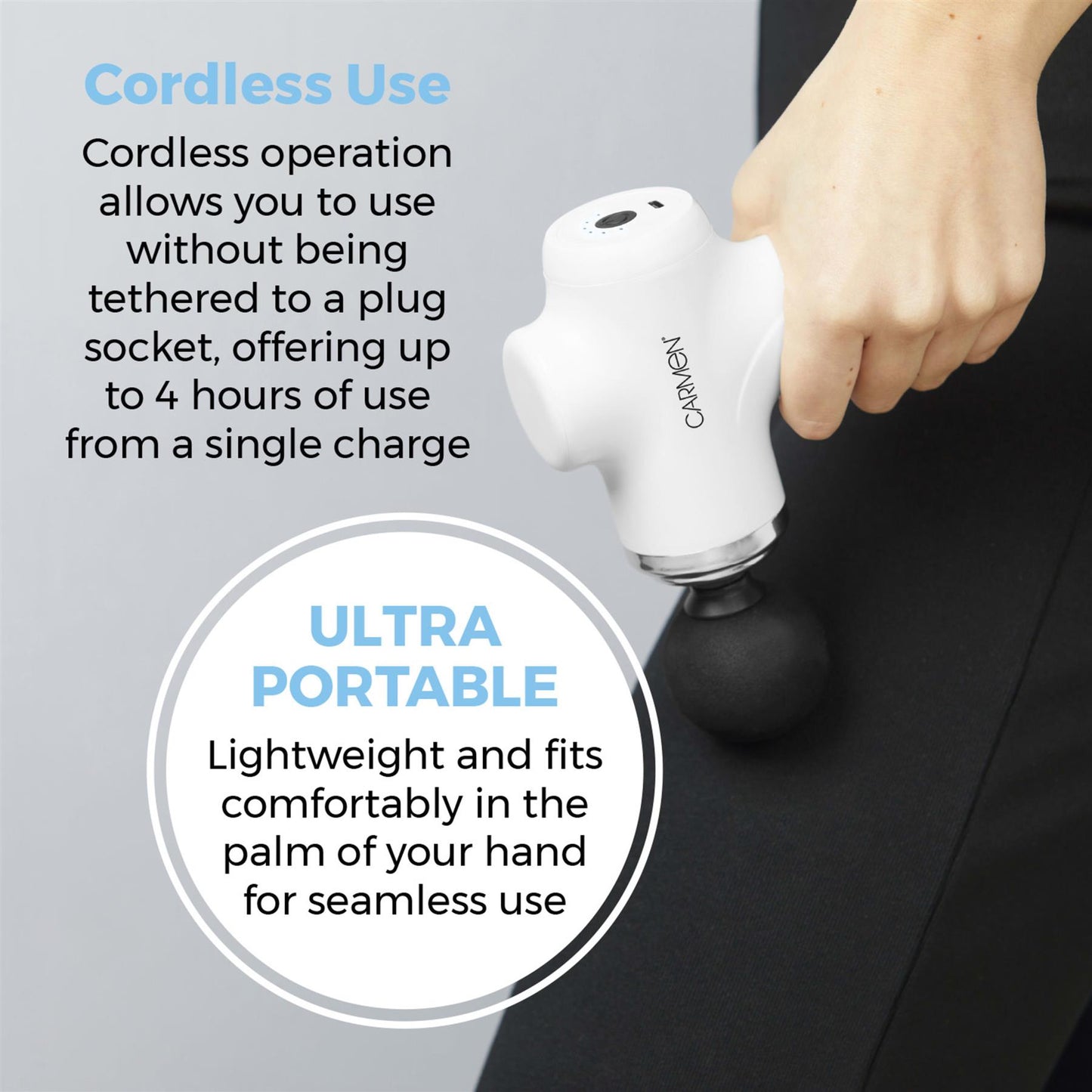 Massage Mini Portable Massage Gun with 4 Massage Heads White