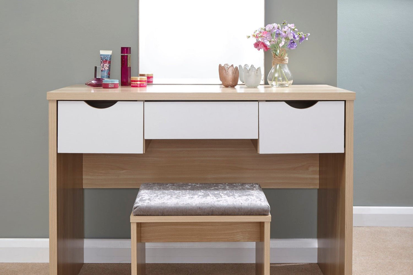 Ella Dressing Table Set-Oak & White