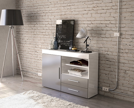 Edgeware 1 Door 2 Drawer Sideboard- White & Grey